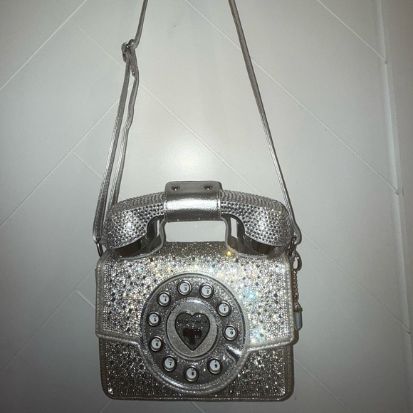 BETSEY Party Line Million Stars Silver Metallic PHONE PURSE Crossbody Bluetooth - Picture 2 of 16